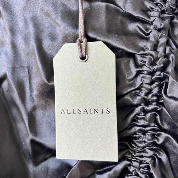 Allsaints Carla Midi Skirt Black Satin 6 NWT - Picture 5 of 5